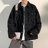 Men's Jackets Chessboard Plaid Jeans Jacket Men Autumn Black Denim Overalls Bomber Streetwear Man Clothing Oversized Outwear Coats 231108