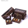 Jewelry Boxes 2/3/6/10 Digits Brown Retro Wood Grain Box Bracelet Jewelry Storage Display Box Collection Case Packaging Box Q231109