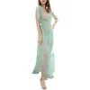 Women's Sleepwear Lingerie Transparent Up Floral Long V Nightgowns Pajamas Women Strap Sleeve Lace Sexy Neck Embroidery