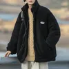 Herren-Daunenparkas, japanischer Cityboy, mit Baumwolle gefütterte Jacke, Herren-Winter-Kaschmir-gepolsterter koreanischer Lammwollmantel, lockerer Trend, Stehkragen, Baumwollmäntel 231108