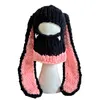 Beanieskull 모자 여성 사랑스러운 긴 토끼 귀 비니니 고독 펑크 겨울 겨울 따뜻한 바람 방풍 니트 세련된 스트리트웨어 231109