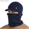 Beanie/Totenkopfkappen, Wintermütze mit Schal-Set, Skullies-Mützen für Männer, Strickmütze, Frauen, Maske, verdickte Sturmhaube, Ohrenklappe, Wollhaube, männlicher Halsschlauch YQ231108