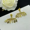 Latest style 18K gold designer earrings, brass material, classic inset Zircon Alphabet pendant Charm women's earrings, jewelry, wedding, banquet, anniversary, gift