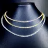 Prix le moins cher Chaîne de Tennis 3mm 4mm 5mm Gra Hip Hop 925 argent Sterling Vvs d couleur diamant Moissanite collier