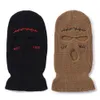 Three Hole Wool Hat Winter Embroidery Mask Knitted Male Letter Windproof Ski Funny 7V9K