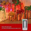 Decorações de Natal 3pcs 50 LEDs caixa de presente de Natal ornamento com arco controle remoto luzes de Natal para decorações de festa de quintal ao ar livre 231109