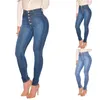 Женские джинсы женская талия Buhigh нажмите колумбийские пуговицы.