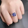 Кольца кластера Специальное предложение 3-каратное изумрудное обручальное кольцо с синим бриллиантом в лаборатории из белого золота 14 карат 585 пробы, подарок на годовщину 190