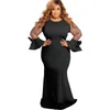 Robes de grande taille élégant Sexy soirée robe longue manches maille pour les femmes femme 3xl 4xl 5xl 6xl