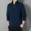 Sweats à capuche pour hommes automne hiver sweat-shirt en polaire épais fermeture éclair col montant décontracté polyvalent couleur unie épaissir simple hauts à manches longues