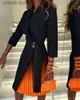 Basic Casual Dresses 2022 Nieuwe stijl V-hals Modieuze Tie Up Midden Mouw geplooide jurk T231109