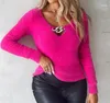 Frauen Pullover Pullover Verkauf Mode 2023 Herbst Casual Langarm V-ausschnitt Kette Dekoration Fuzzy Stricken Pullover