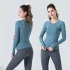 Ulu citron nouveau T-shirt extensible à manches longues Fitness course à pied haut à séchage rapide sport respirant col rond haut de Yoga