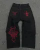 Herr jeans streetwear jnco jeans y2k hip hop cartoon grafisk tryck vintage baggy jeans svarta byxor män kvinnor hög midja breda benbyxor 231108