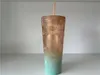 Tasses Starbucks avec logo irisé Bling Rainbow Unicorn Mermaid Goddess Studded Cold Cup Tumbler Tasse à café avec paille réutilisable