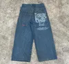 Jeans pour hommes JNCO Jeans Y2K Hommes Femmes Hip Hop Graphique Brodé Rétro Bleu Baggy Jeans Denim Pantalon Harajuku Goth Taille Haute Pantalon Large 231108