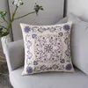 Poduszka 50x50 cm retro bawełniana płótno fioletowa kwiatowa haft haftowy kwadratowy rzut na poduszkę kwiat wystrój domu