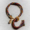 Braccialetti con ciondoli Stile cinese tibetano Fai da te Sfregamento delle mani Filo di cotone colorato Corda Cilindro di preghiera Donna Thangka vintage tessuto a mano Semplice