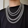 Chains Men Punk Stainless Steel 3/5/7mm Curb Cuban Necklaces For Women Black Silver Color Link Chain Chokers Solid Metal Jewelry