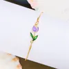 Charm Bracelets Korean Light Luxury Tulip Flower Bracelet Vintage Aesthetics Enamel Colorful For Women Party Jewelry Gift