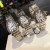 Relógio de quartzo para mulheres dourado cobra sombra relógio de pulso jóias estilo em forma de banda de aço fritillaria rosto relógio feminino moda temperamento