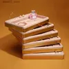 Jewelry Boxes Pink Pu Jewelry Display Tray Necklace Holder Metal Luxuly Ring Organizer Earring Show Stand Mall Show Plate Tray Q231109