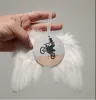 Yeni Noel Beyaz Melek Kanatları Süsleme Asılı Tüy Asma Dekor Süblimasyon Boş MDF Noel Ağacı El Sanatları Angel Wings DIY