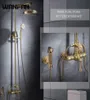 Shower Faucets Luxury Brass Rain Shower Set Dural Handle Wall Mount Gold Bathroom Faucet With Slide Bar Bathtub Faucet R455125759637