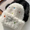 BeanieSkull Caps Soft Fluffy Plush Style Button Women Faux Fur Knitting Colorful Bucket Hats Ourdoor Winter Warm Ear Protection Wool Hat 231109