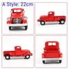 Julekorationer Ourwarm Christmas Red Truck Desktop Decoration Ornaments Kids Xmas Year Gifts Vintage Metal Home Decoration 231109