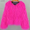 Women's Fur Faux Fur women's fur coat Colorful Furry Pink lamb wool faux fur coat fe Shaggy sheepskin coat winter artificial fur jacketL231121