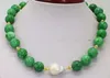 Correntes Natural 12mm Verde Jade Jadeite Rodada Gemas Branco Barroco Pérola Colar 20"