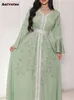 Manga comprida maxi para mulheres moda primavera vintage solto robe noite chique elegante vestidos com decote em v