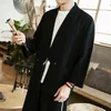 Jaquetas masculinas Homens Cardigan Casaco Manga Longa Jaqueta Vintage-Inspirada Étnica Elegante Frente Aberta com Detalhes de Lace-up