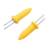 Outils avec fourchette double à maïs en Silicone, pièces en acier inoxydable, support de poignée de neige en acier Cob pour pointe de barbecue, cure-dents à 20 dents pour enfants, nourriture