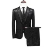 Costumes pour hommes Blazers Costume de marque haut de gamme Vêtements pour hommes Mode Business Banquet Mariage Blazers Veste avec gilet et pantalon Noir / Bleu Taille 6XL 231109
