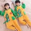 Pyjamas Girls Pyjamas Sets Boy Pyjamas Children Thick Warm Flannel Dinosaur Kids Sleepwear Winter Girl Home Suit Jumpsuits Twins Clothl231109