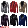 Mens Suits Blazers Men paljetter Blazer Designs Plus Size 2XL Black Velvet Gold Sequined Suft Jacket DJ Club Stage Party Wedding Clothes 231109