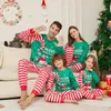 家族のマッチング衣装メリークリスマスストライプの漫画パターンパジャマセットアダルト