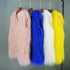 Women's Fur Faux Fur Winter long imitation wool fur vest warm waistcoat female white yellow jacket 231109