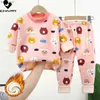 Pyjamas Nouveau 2023 automne hiver enfants épaissir chaud Pyjamas bébé garçons filles dessin animé à manches longues Pyjamas enfant en bas âge vêtements de nuit ensemblesL231109