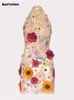 Stickerei D Floral für Frauen Neue Elegante Vintage Ärmellose Neckholder Sexy Kleider Damen Abend Mini Kleid