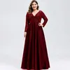 Casual Dresses Women's Elegant golvlängd Formell mode Solid Color V-Neck-paljetter Långärmad Slim Evening Party Dress #JS5