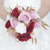 Свадебные цветы с букетом в руках, искусственный полиэтилен, искусственный цветок, вечерние украшения, прочный для помолвки, реквизит для фотосъемки