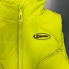 Trapstar fluorescerande gul amerikansk västens höst- och vinter lös mode casual bröd kappa bomullsjacka vindbrytare träning high street jacke hoodie