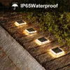 Solar Wall Lights 8LED ciepłe białe światła słoneczne na zewnątrz do ogrodu IP65 Wodoodporny pokład Schody Krok Lampa podatna (2PCS) Q231109