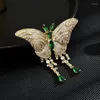 Broches Vintage Kwastje Vlinder Broche Pin Mirco Ingelegd Zirconia Feest Kantoor Vergulde Mode Insect Accessoires