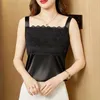 Women's Tanks Sexy 2023 Summer Women Lace Satin Stitching Tank Tops Fashion Sleeveless Slim Crop Top Camisole Vest Basic Clothing