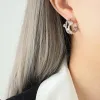 Boucles d'oreilles à clous en acier inoxydable plaqué or 18 carats, créoles géométriques en forme de C, clous en pierre de zircone cubique pour femmes, boucles d'oreilles chics, cadeau