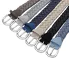 Ceintures Hommes Ceinture Daim Cuir Tricoté Corde De Cire Tressée Antique Argent Boucle Coton Tissage Travail Manuel Beige Sans Trous Gris BlackBelts